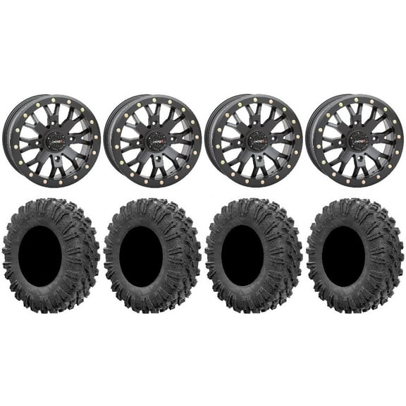 System 3 SB-4 Black (6 1/4 3) 15" Wheels 30" MotoRavage Tires Can-Am Defender