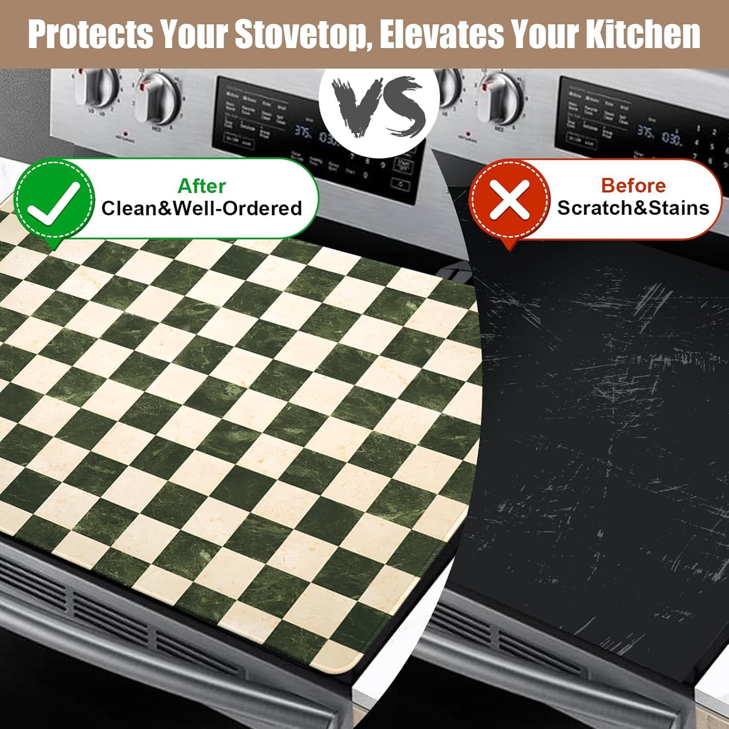 Stove Top Covers for Electric Stove, Glass Cooktop Protector Heat Resistant Stovetop Mat for Kitchen Decor 28 x 20 Inch