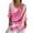 Pink, variant on Women Linen Blouses 3/4 Length Sleeve V-Neck Summer Casual Tunic Tops Ladies Elegant Business Shirts Multicolor S