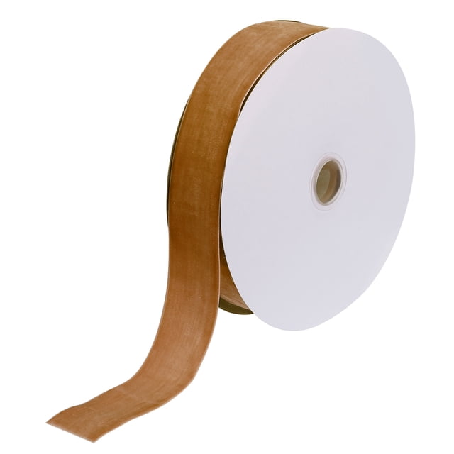 Unique Bargains Velvet Ribbon 1 1/2 Inch x 25 Yard Single Face Spool Silky DIY Crafts Gift Wrapping Bow Decoration Dark Brown