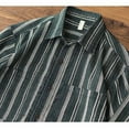 thumbnail image 5 of LNWUY Men's Vintage Casual Fall Lightweight Striped Button Pocket Lapel Shirts Fashion Long Sleeve Linen Shirt Green XL, 5 of 9