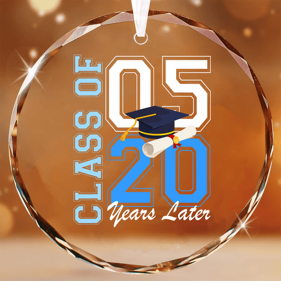 Vintage Class Of 05 20 Years Later Reunion 20Th Graduation CIRCLE GLASS ORNAMENT Home Decor