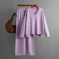 thumbnail image 3 of Scyoekwg Two Piece Sets Women Clothing Sweatsuit Fall Outfits Long Sleeve Tops Wide Leg Pants Fashion Casual Matching Outfits Two Piece Set Tracksuit (Purple,Free Size), 3 of 7
