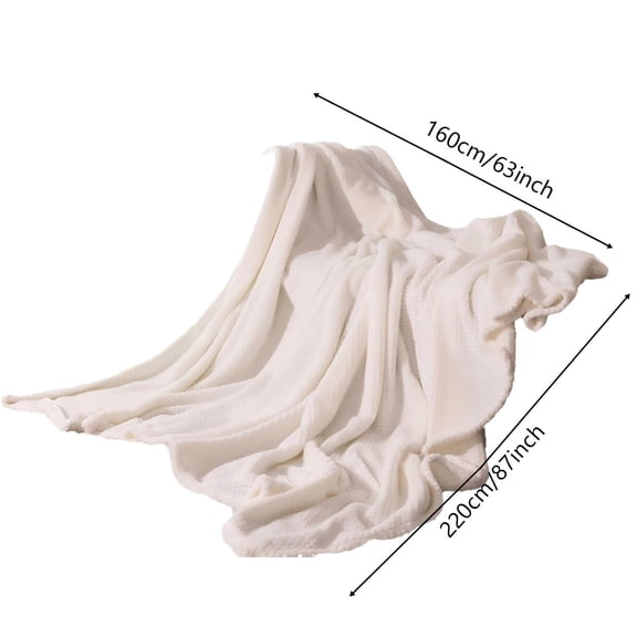 SLYNSHome Queen Size Fleece Throw Blanket Super Soft Flannel Cozy Blanket Washable Lightweight for Couch, Sofa, Bed, Office - White 63x87 inch