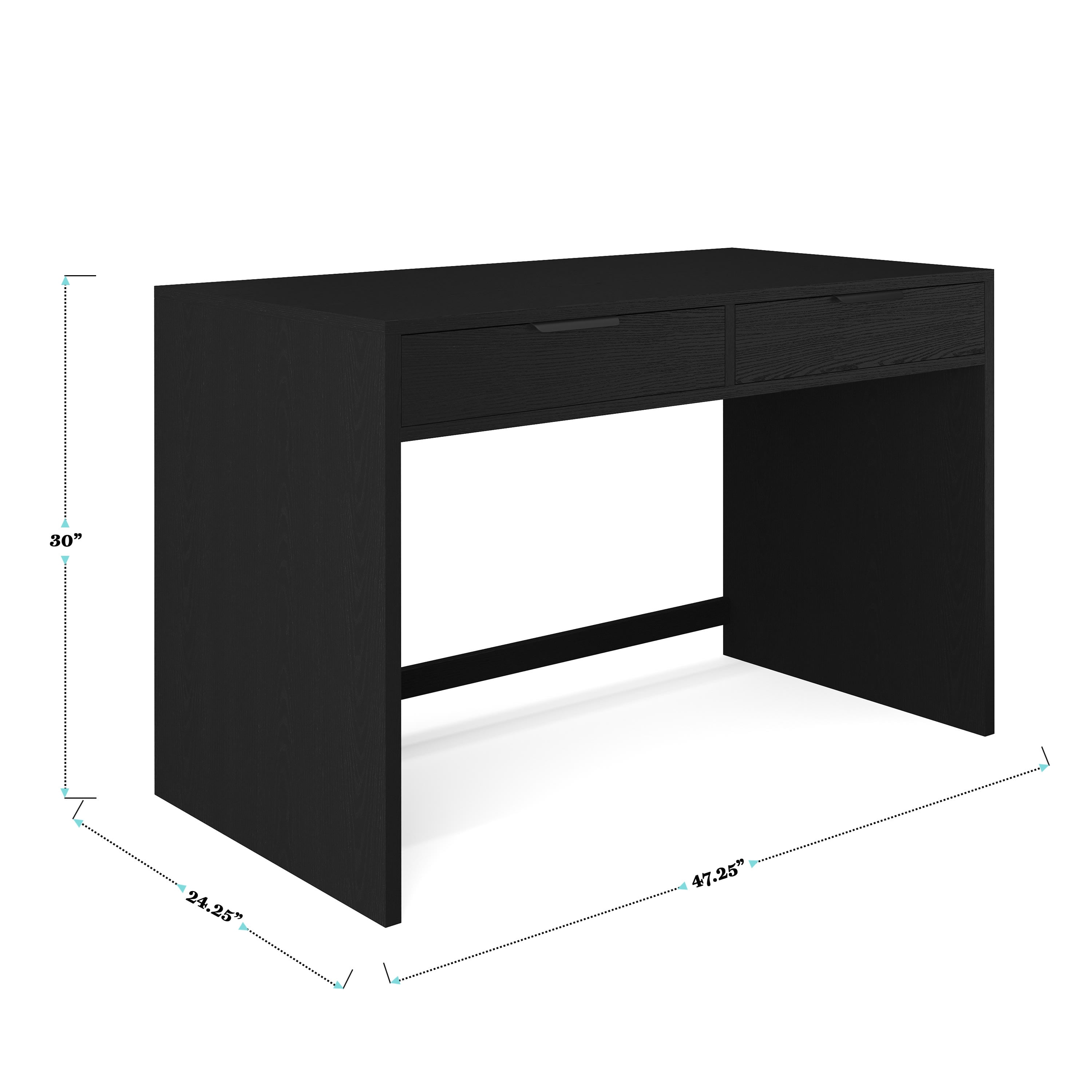 Martha Stewart Home Office Modular 2 Drawer Desk in Black with Oil Rubbed Bronze Hardware