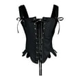 thumbnail image 2 of ZVAVZ Womens Lace Up Corset Tops Boned Plus Size Steampunk Bustier Overbust Retro Cute Tie Front Medieval Bustier Shapewear Top Black,XXL, 2 of 7