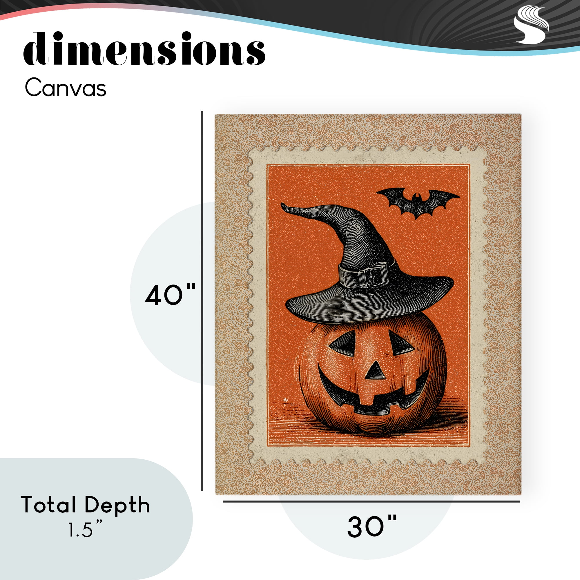 Vintage Jack-o-Lantern Stamp Canvas Wall Art, design by Arlington Prints