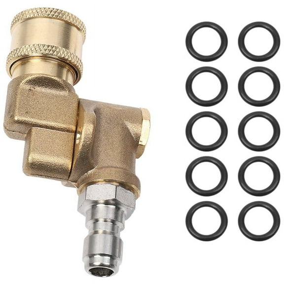 Quick Connecting Pivoting Coupler 180 Degree with 5 Angles and Safety Lock for Pressure Washer Nozzle, Max 5000 PSI, 1/4 Inch Plug