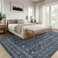 thumbnail image 4 of Memoryfield 8' x 10' Washable Area Rug, Vintage Floral Non-Slip Soft Floor Carpet, for Living Room Bedroom Dining Room, Blue, 4 of 11