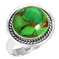 thumbnail image 1 of 925 Silver Ring For Women - Men Copper Green Turquoise Stone Silver Ring Size 7 Fashion Silver Ring Size 7 Gift For Ladies On New Year 925 Silver Jewelry With Gemstone, 1 of 6