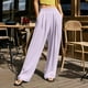 thumbnail image 1 of WILLBEST Pantalones Casuales de Mujer con Cintura Alta y Pierna Ancha para Uso Diario, Actividades al Aire Libre y Comodidad En el Hogar con Un Diseño Arrugado Único. Chica, 1 of 3