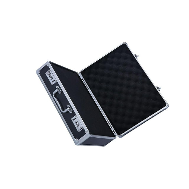Wweixi Aluminum Alloy Carrying Case Lightweight Waterproof Medium Black Briefcase Multipurpose Lock