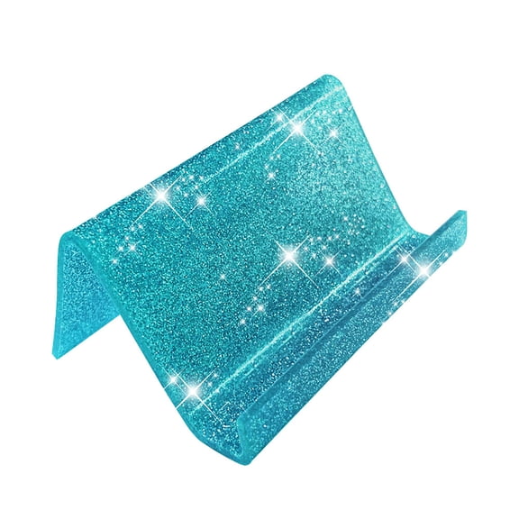 OIUR Acrylic Business Card Holder for Desk Sequin Glitter Desktop Name Card Organizer Stand for Home Office