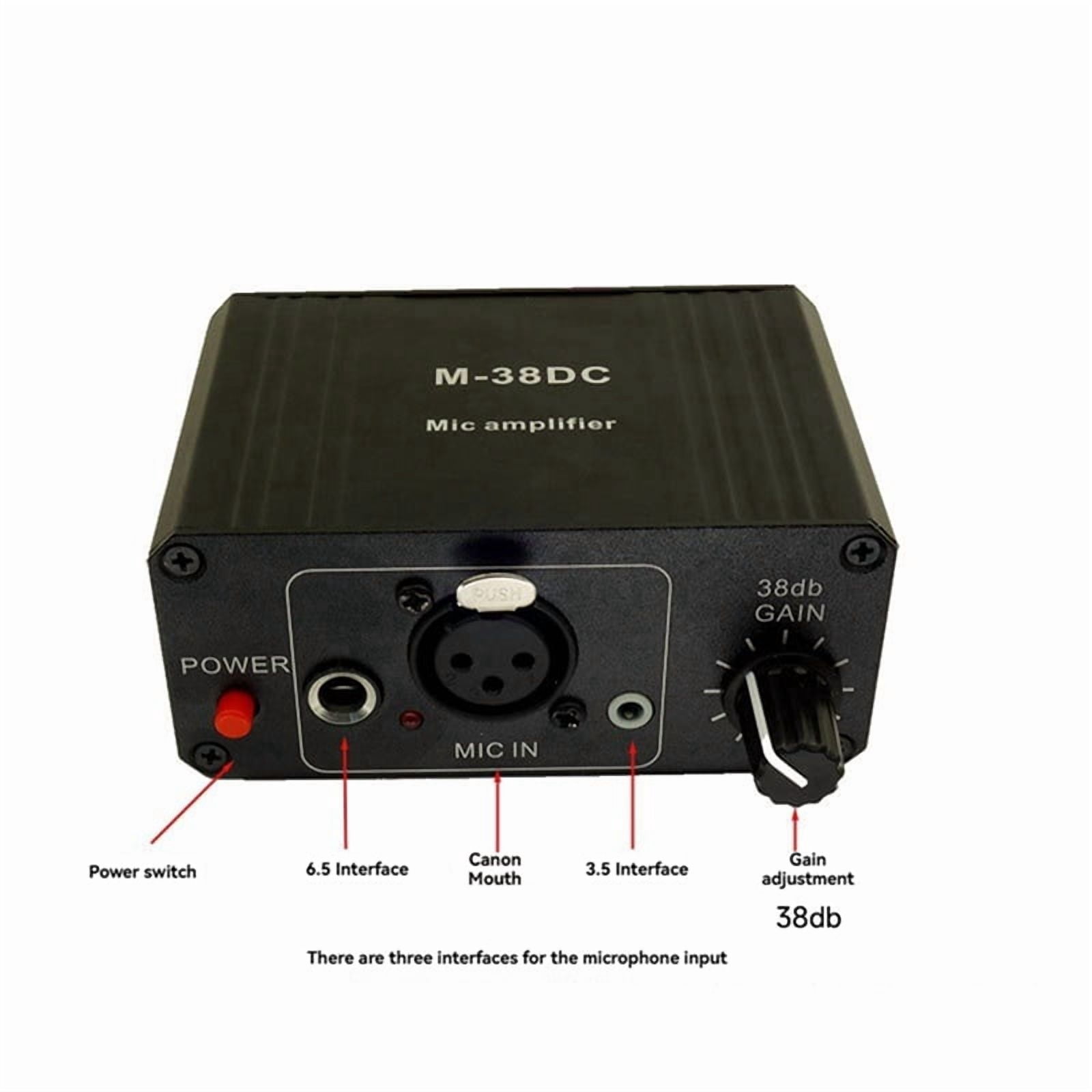 Protable Microphone Preamp High Gain 48V Phantom Power XLR Output Mic Preamplifier for Dynamic and Condenser Microphone