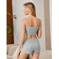 thumbnail image 3 of Ekouaer 3 Sets for Women Ribbed Pajamas Crop Cami Top and Shorts Pjs Casual Sleeveless Button Lounge Set Sleepwear, 3 of 5