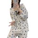 thumbnail image 1 of Conjunto de ropa de casa para mujer Conjunto de pijama de dos piezas con ribete de encaje con volantes y cuello cuadrado de algodón con estampado de flores lindo, 1 of 8