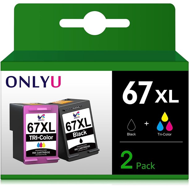 ONLYU 67 Ink Cartridge Black and Color Combo Pack for HP 67XL Printer Ink for HP Envy 6000 6055e