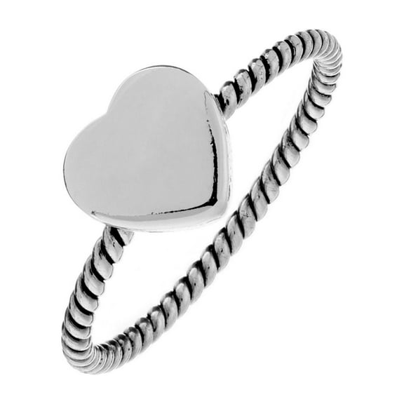 Silverly Women's 925 Sterling Silver Twist Rope Thin Band Flat Love Heart Stackable Ring