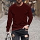 thumbnail image 1 of pstuiky camisas de hombre de manga larga, Camisa de manga larga con cuello redondo, color liso, informal y cómoda para hombre. salir tops l, 1 of 5