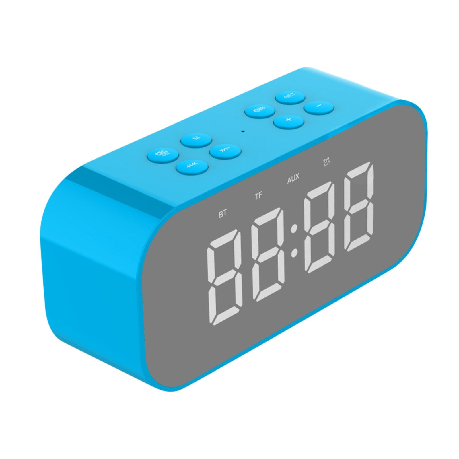 LACKUST Alarm Clock Bluetooth Speaker High Power Portable Column For PC Computer Speakers Subwoofer Box Music Center FM,Blue