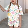 thumbnail image 7 of Hrsba Summer Casual Print Crew Neck Short Sleeve T Shirt Shorts Fashion Sports 2 Piece Set Girls Casual Outfit, 7 of 7