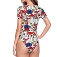 thumbnail image 4 of Balery Colorful Mushrooms (2) Women's Short Sleevee Crew Neck Bodysuit Tops Short Sleeve Tops Basic-X-Large, 4 of 9