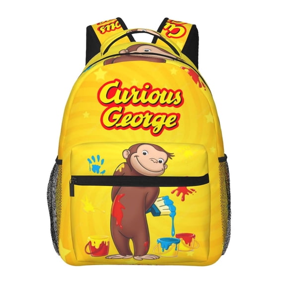 Curious Monkey Ge-orge Backpack Lightweight Bookbag Casual Daypack For Women Men Travel Laptop Bag Multifunctional Bag