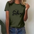 thumbnail image 1 of Pntutb Hauts d'Été de Mode pour Femmes T-Shirt Décontracté à Imprimé Lettres Sourire pour Femmes Col Rond à Manches Courtes Haut T-Shirt à Manches Courtes Col Rond/chemise Rollback, 1 of 5