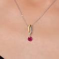 thumbnail image 3 of Gem Stone King 925 Silver and 10K Yellow Gold Red Ruby Pendant Necklace for Women | 0.55 Cttw | Gemstone July Birthstone | Round 5MM | With 18 inch Silver Chain, 3 of 6