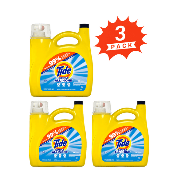 Tide Simply Refreshing Breeze Liquid Laundry Detergent (Pack 3) - 267 Loads, 351fl