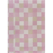 LR Home Light Pink Patchwork Quilt Cotton Throw Blanket, 50" x 70"
