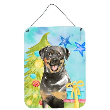 Christmas Tree Rottweiler Wall or Door Hanging Prints