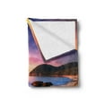 thumbnail image 2 of Beach Soft Flannel Fleece Throw Blanket, Famous Mediterranean Sun Rise on the Coast Pebbles Tourism Serene View Print, Cozy Plush for Indoor and Outdoor Use, 60" x 80", Multicolor, by Ambesonne, 2 of 5
