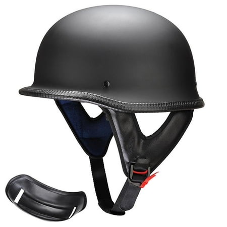 Yescom DOT Motorcycle Helmet Half Open Face Cruiser Chopper Biker Skull Cap Helmet German Style Black (Best Dot German Motorcycle Helmet)