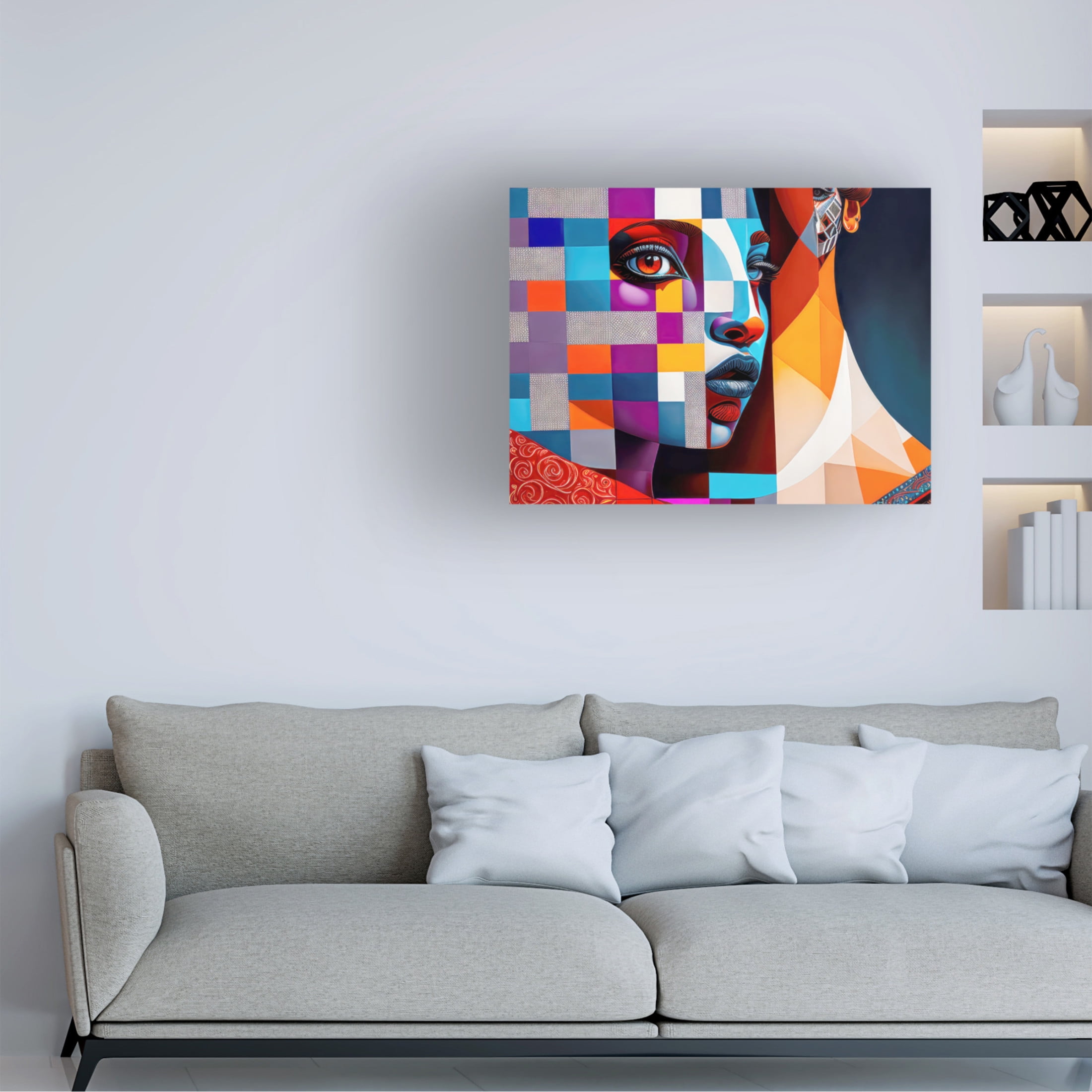 Canvas Wall Art - FootePrint Art 'Checkerboard Portrait' Wall Art for Living Room, Bedroom, or Office Décor by Trademark Fine Art - 19 x 14 Inches