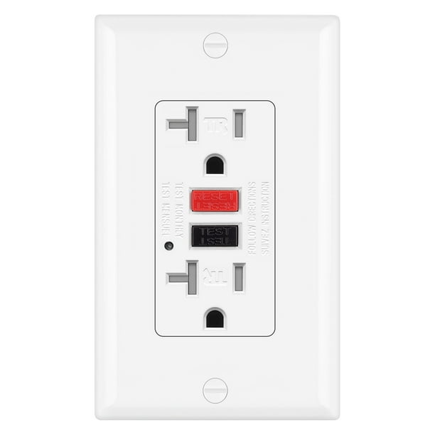 BESTTEN 20A GFCI Receptacle Outlet, 20A/125V/2500W, Red and Black Reset