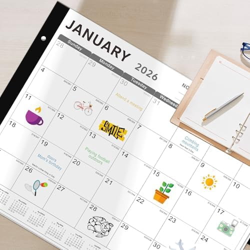 Desk Calendar 2026, Tekola 22" x 17" Large Desk Calendar, 18 Mouths From January 2026 to June 2027, Desktop Calendar with Notes and Thick Paper for Home, Office and School