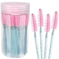 thumbnail image 1 of 100pcs Disposable Mascara Brushes with Container, Mascara Wands Makeup Brushes Applicators Kits for Eyelash Extensions and Eyebrow Brush (Crystal Blue-Pink), 1 of 5