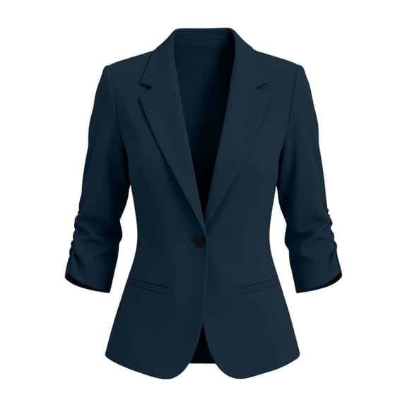 Womens Casual Blazers Open Front 3/4 Sleeve Work Office Jackets Lightweight Notch Lapel Business Top