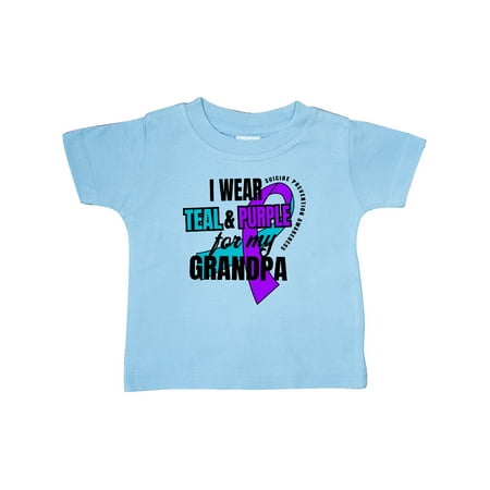 

Inktastic Suicide Prevention I Wear Teal and Purple for My Grandpa Gift Baby Boy or Baby Girl T-Shirt