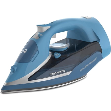 Steam Iron for Clothes & Garment Steamer with Durable Stainless Steel Soleplate, 1700 Watts Ultra-Fast Heat, 8’ Retractable Cord, Auto Shutoff, 350 ml Water Tank, Blue (14216)