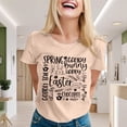thumbnail image 2 of Women's Happy Easter T-Shirt Rabbit Pattern T-Shirt Funny Letter Print Shirt Short Sleeve Top Rose Gold XXL, 2 of 5