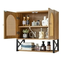 Over-The-Toilet Bathroom Storage Cabinet with 2 Doors, Adjustable Shelf & Open Partitions – Wall-Mounted Medicine & Organizer Cabinet for Laundry Room, Kitchen, Restroom