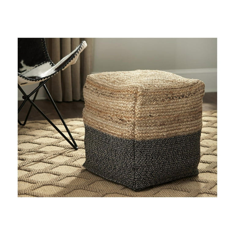 Sweed Valley Pouf - Natural/Black Sweed Valley Pouf - Natural/Black