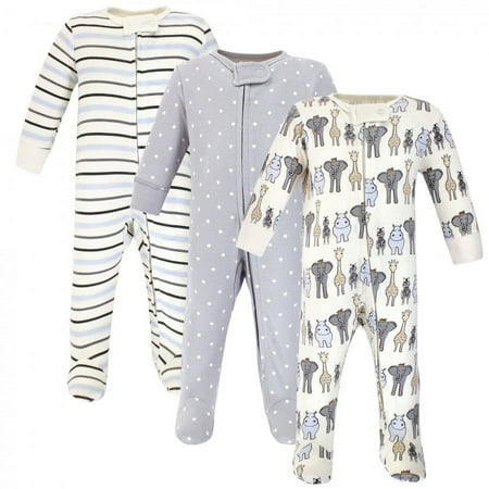 UPC: 0660168577280 | Hudson Baby Infant Boy Cotton Zipper Sleep and Play 3pk Royal Safari 0-3 Months