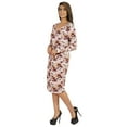 thumbnail image 3 of Bimba Printed Knee Length Jersey Dress For Women Casual Full Sleeve V Neck Midi Dress, 3 of 7