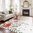 thumbnail image 2 of 5'x7' Area Rugs for Living Room Bedroom, Pink Spring Floral Washable Rug Carpet Runner Indoor Outdoor, Weeping Romantic Flowers Pastoral Non Slip Floor Mats Area Rug for Kitchen, Nursery, 2 of 8