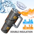 thumbnail image 5 of Gray Halloween Pumpkins Bats and Faces Tumbler with Handle and Lid,40oz Double Wall Vacuum Insulated Tumbler,Cups Gift for Women and Men, 5 of 7