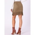 thumbnail image 3 of DARING DIVA Faux Suede Skirt for Women's Vintage High Waist Stretch Bodycon L Camel, 3 of 6