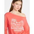 thumbnail image 4 of No Boundaries Off the Shoulder Sweatshirt with Long Sleeves, Women’s and Women's Plus XXS-4X, 4 of 5